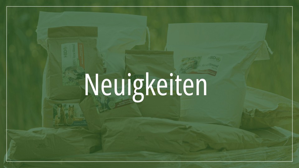 Neuigkeiten zu HBD-Produkten Mehrere Packungen von HBD-Produkten, mit dem Text "Neuigkeiten" darüber.