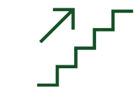 Icon für Motivation Es ist ein Icon zu sehen , bestehend aus einer Treppe in Seitenansicht und ein Pfeil der Treppe aufwaerts zeigt