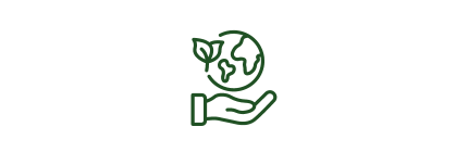 Icon Nachhaltigkeit Eine Grafik mit einer Hand die den Erdball hält und ein grünes Blatt. Sinnbildlich soll es für "Nachhaltigkeit" stehen.