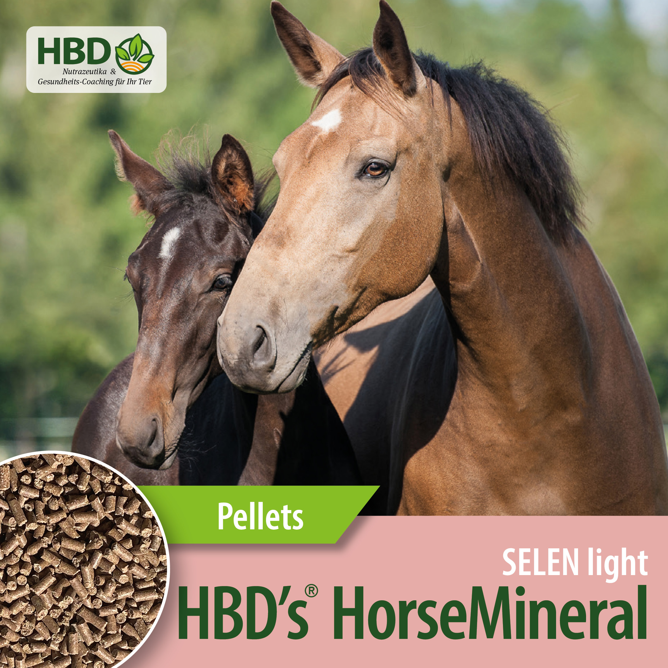 HBD’s® HorseMineral SELEN light, MBA-frei (melasse-, bierhefe-, apfeltresterfrei) Pellets